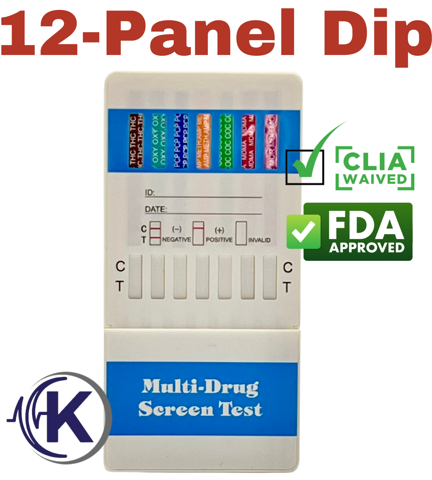 12 Panel Dip Card, CLIA Waived (W1124)