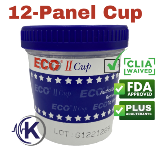 12-Panel ECO-II Drug Test Cup W/ ADU CLIA WAIVED (13124 W/AD)