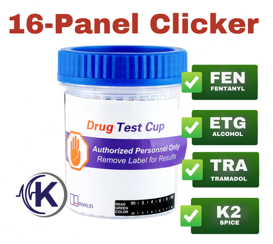 16-Panel Clicker Drug Test Cup W/ ETG, K2, TRA & FEN (6164EF1KT)