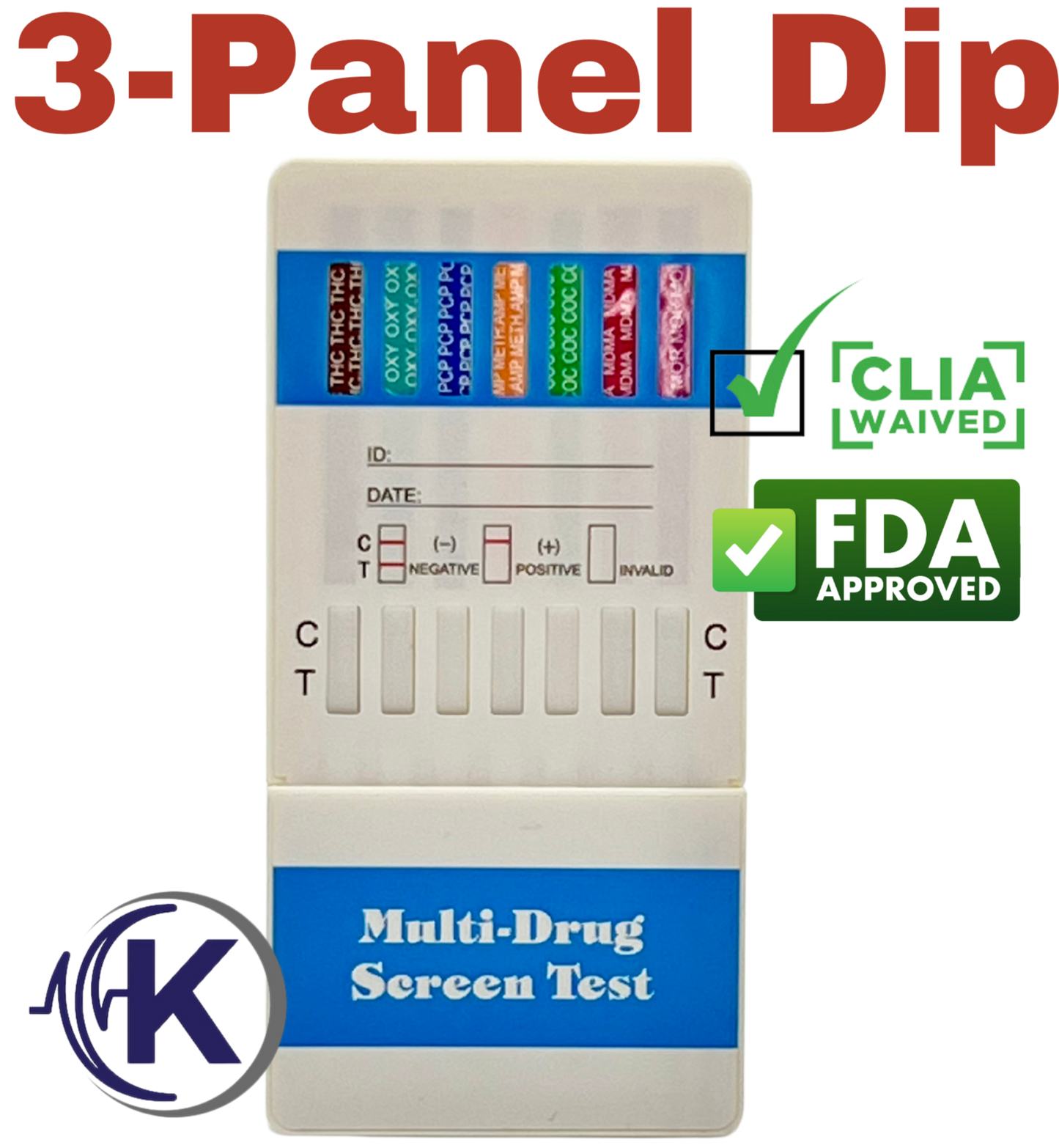 3 Panel Dip Card, CLIA Waived (W134)