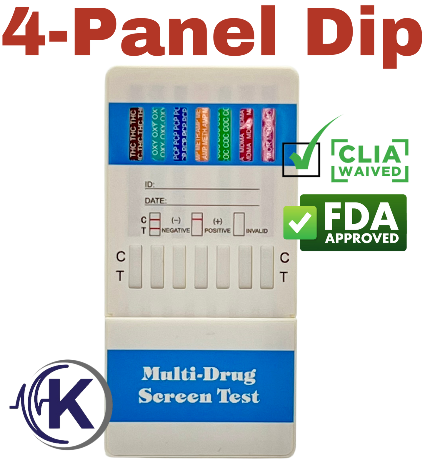 4 Panel Dip Card, CLIA Waived (W144)