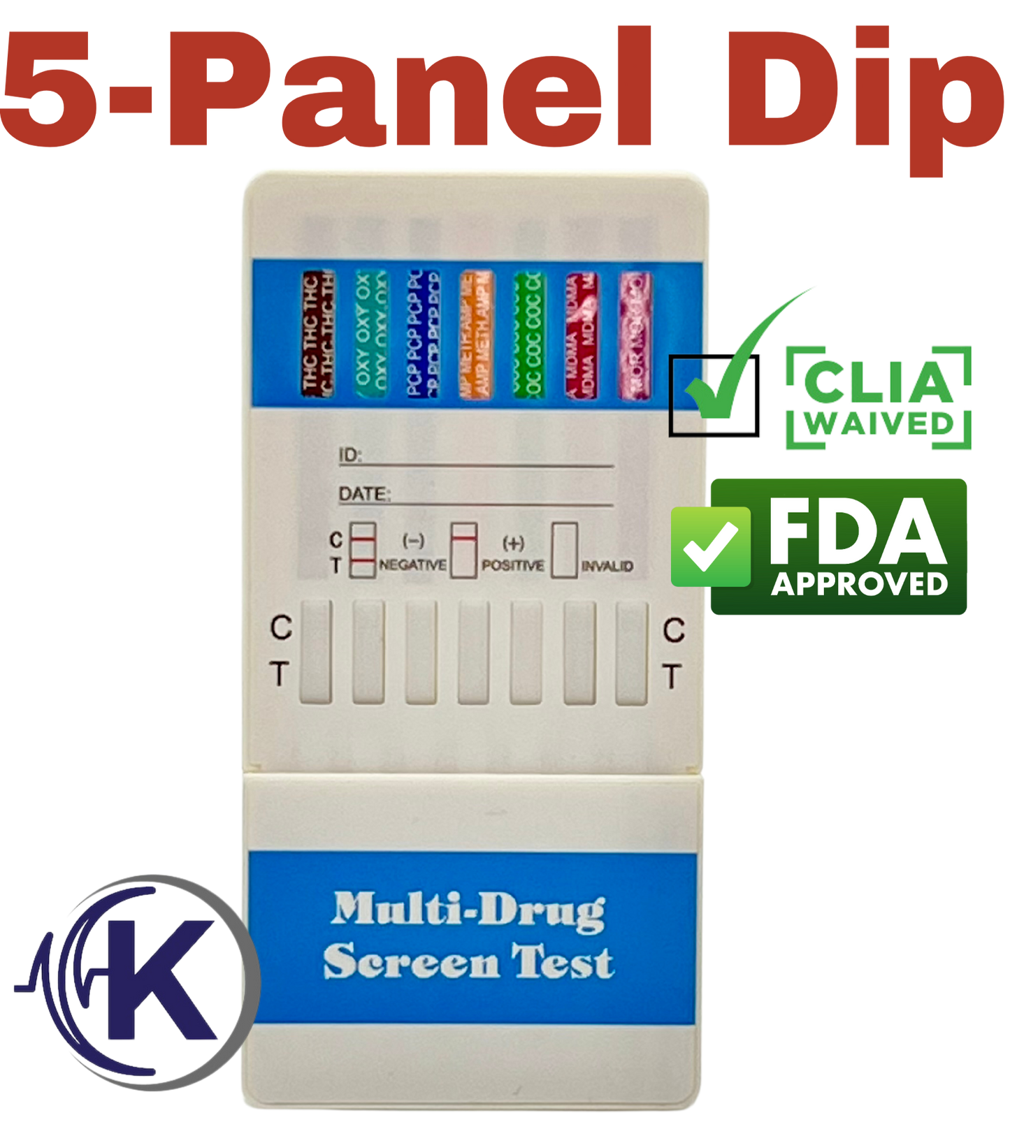 5 Panel Dip Card, CLIA Waived (W654)