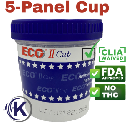 5-Panel ECO-II Drug Test Cup NO THC CLIA WAVED (4254)