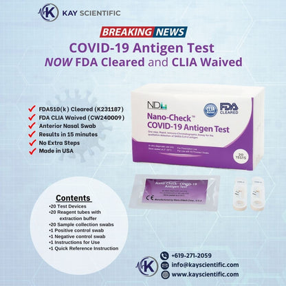 Nano-Check COVID-19 (POC) Antigen Rapid Test CLIA WAIVED & FDA CLEARED