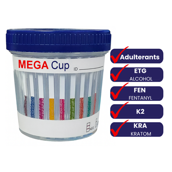 19-Panel MEGA ECO-II Drug Test Cup w/ ADU, ETG, FEN, K2, & KRA (03194)