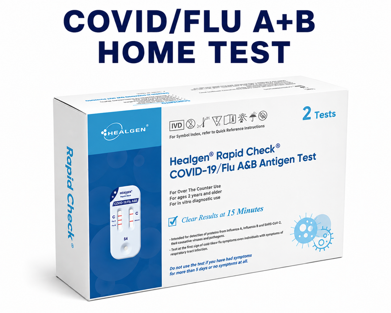 Rapid Check COVID-19/Flu A&B Rapid Test CLIA WAIVED & FDA CLEARED OTC (2 tests per pack)